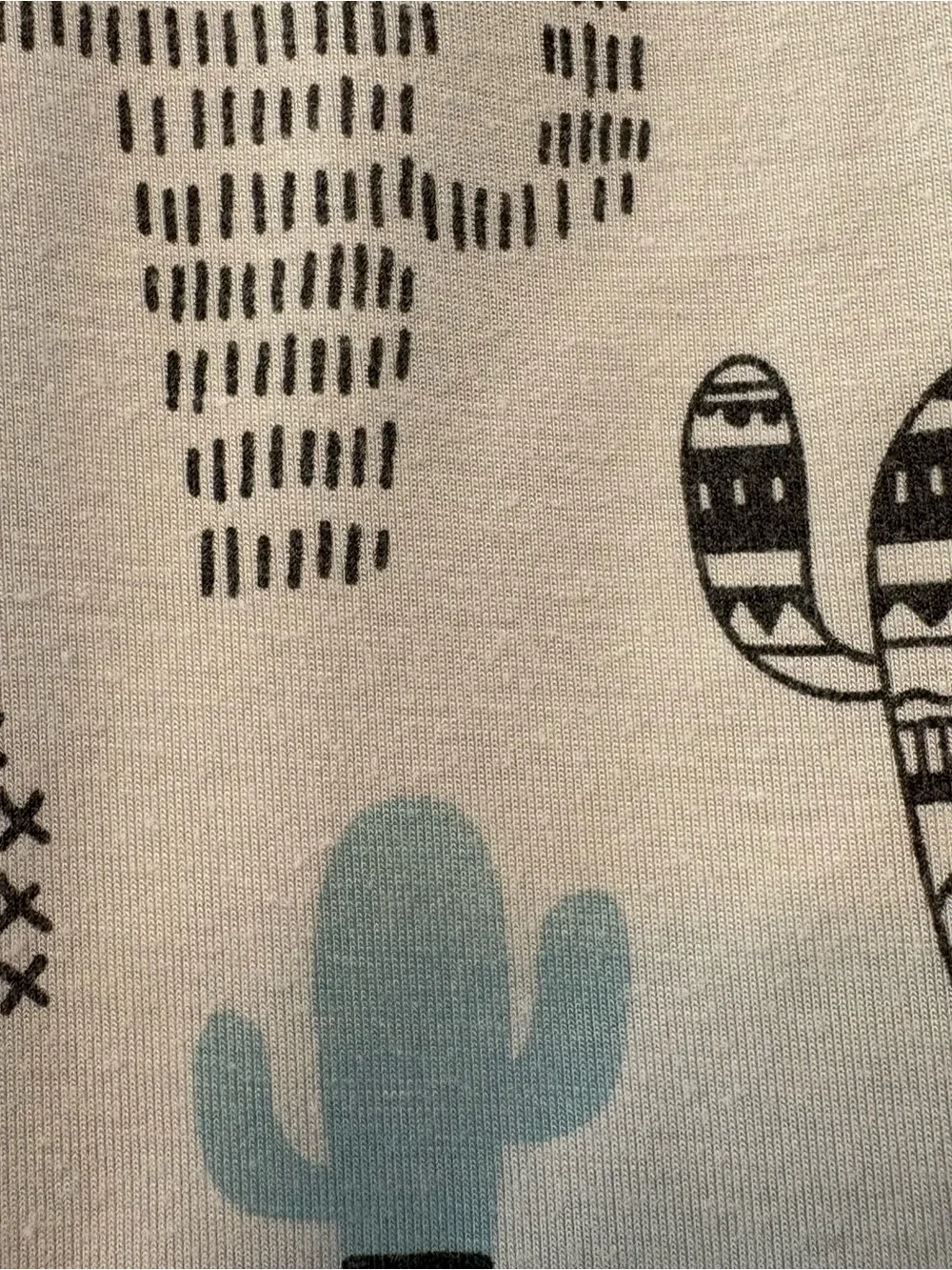 Little Sleepies OG white blue black cactus print long sleeve pajama top size 3T